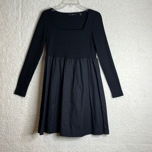 NWOT Vero Moda Womens Black Square Neck Long Sleeve Fit & Flare Dress M MEDIUM